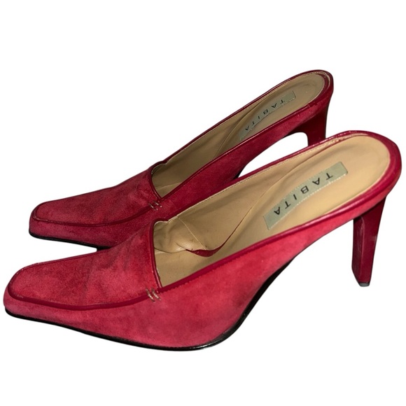 Tabita red suede slip on heels size 6.5 - Picture 3 of 11